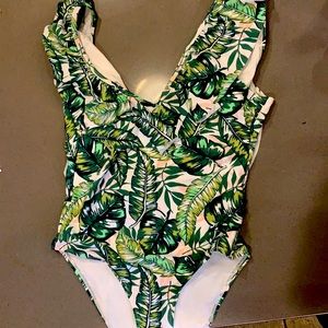 One piece bathing suit tropical floral Medium